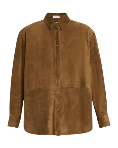 Brunello Cucinelli Suede Button-Down Shirt Jacket | Thumbnail 1