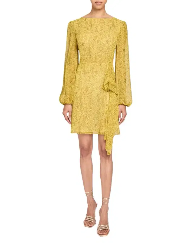 Malia Floral-Print Draped Georgette Mini Dress