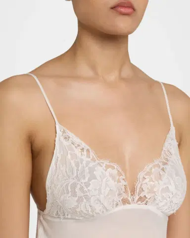 Christine Lingerie Floral Lace & Silk Chiffon Mini Slip Dress | Thumbnail 5
