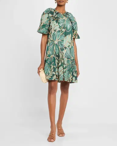 Marie Oliver Greta Embroidered Botanical-Print Mini Dress | Thumbnail 2