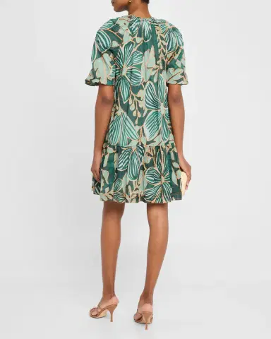 Marie Oliver Greta Embroidered Botanical-Print Mini Dress | Thumbnail 3
