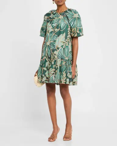 Marie Oliver Greta Embroidered Botanical-Print Mini Dress | Thumbnail 4