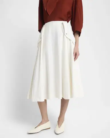 Bottega Veneta Pleated Fluid Viscose Twill Midi Skirt | Thumbnail 2 Bottega Veneta Pleated Fluid Viscose Twill Midi Skirt | Thumbnail 2