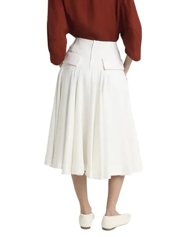 Pleated Fluid Viscose Twill Midi Skirt