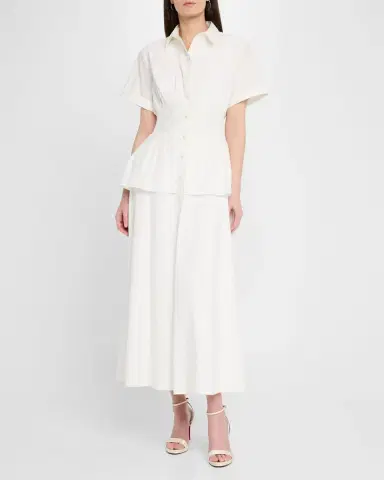 Rosie Assoulin Boogie Woogie Bugle Boy Peplum Midi Shirtdress | Thumbnail 3 Rosie Assoulin Boogie Woogie Bugle Boy Peplum Midi Shirtdress | Thumbnail 3