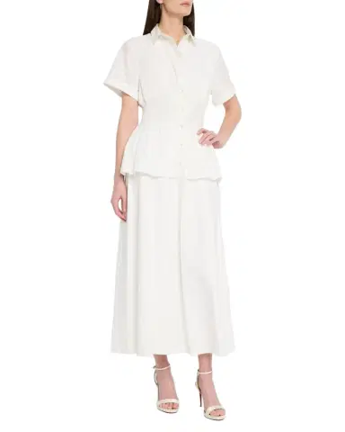 Rosie Assoulin Boogie Woogie Bugle Boy Peplum Midi Shirtdress | Thumbnail 1 Rosie Assoulin Boogie Woogie Bugle Boy Peplum Midi Shirtdress | Thumbnail 1
