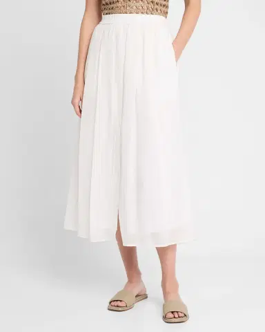 Brunello Cucinelli Pinstripe Cotton Gauze Midi Pull-On Skirt | Thumbnail 4 Brunello Cucinelli Pinstripe Cotton Gauze Midi Pull-On Skirt | Thumbnail 4