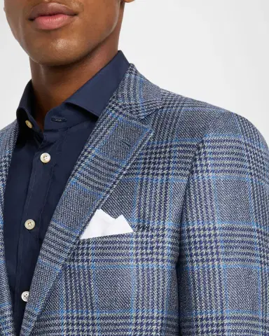 Kiton Men's Glen Plaid Single-Breasted Sport Coat | Thumbnail 5 Kiton Men's Glen Plaid Single-Breasted Sport Coat | Thumbnail 5