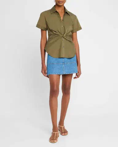 TANYA TAYLOR Oakey Short-Sleeve Twist Top | Thumbnail 2