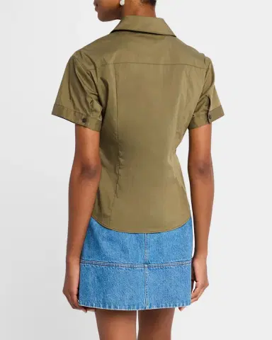 TANYA TAYLOR Oakey Short-Sleeve Twist Top | Thumbnail 3