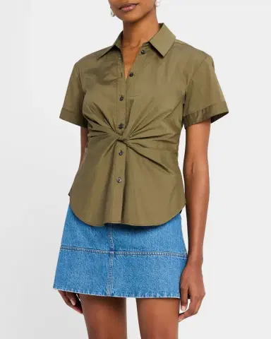 TANYA TAYLOR Oakey Short-Sleeve Twist Top | Thumbnail 4