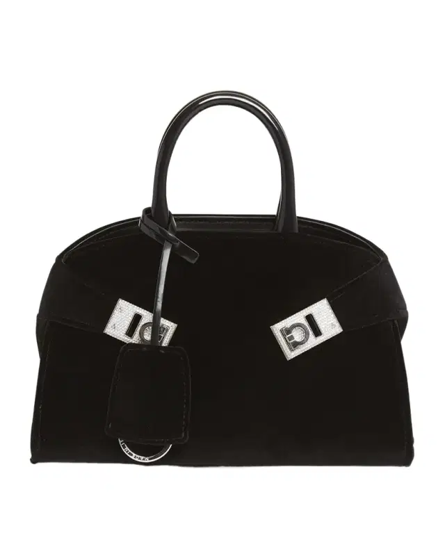 Ferragamo Hug Strass Velvet Top-Handle Bag