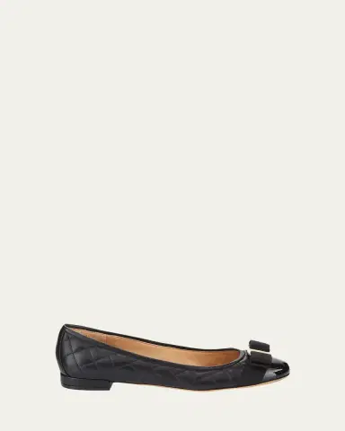 Ferragamo Varina Quilted Bow Ballet Flats | Thumbnail 3
