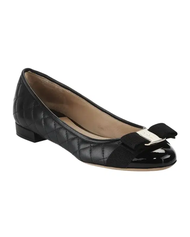 Ferragamo Varina Quilted Bow Ballet Flats