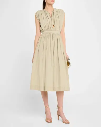 Philosophy di Lorenzo Serafini Plunging Gathered Midi Dress | Thumbnail 3 Philosophy di Lorenzo Serafini Plunging Gathered Midi Dress | Thumbnail 3