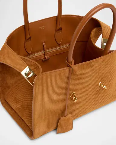 Ferragamo Hug Suede Corduroy Top-Handle Bag | Thumbnail 4