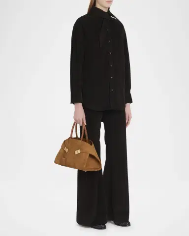 Ferragamo Hug Suede Corduroy Top-Handle Bag | Thumbnail 5