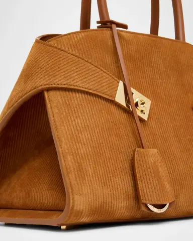 Ferragamo Hug Suede Corduroy Top-Handle Bag | Thumbnail 6