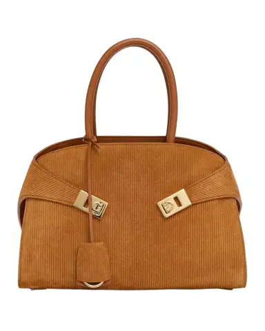 Ferragamo Hug Suede Corduroy Top-Handle Bag | Thumbnail 1