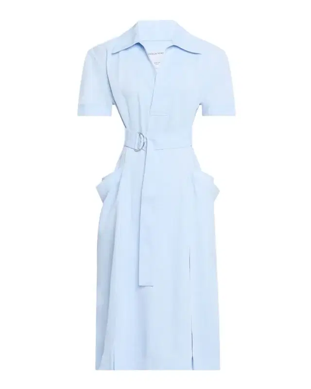 Short-Sleeve Belted Fine Twill Midi Shirtdress