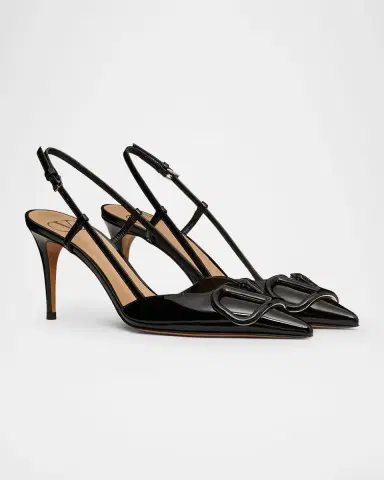Valentino Garavani VLogo Signature Patent Leather Slingback Pumps | Thumbnail 2