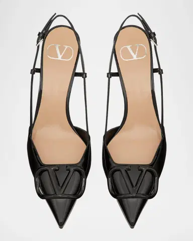Valentino Garavani VLogo Signature Patent Leather Slingback Pumps | Thumbnail 4