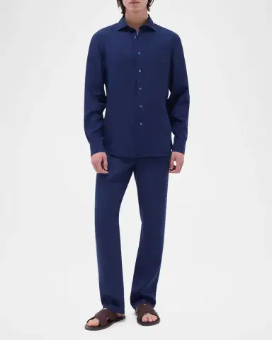 Bugatchi Men's Axel Long-Sleeve Linen Sport Shirt | Thumbnail 2