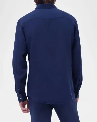 Bugatchi Men's Axel Long-Sleeve Linen Sport Shirt | Thumbnail 3