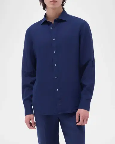 Bugatchi Men's Axel Long-Sleeve Linen Sport Shirt | Thumbnail 4