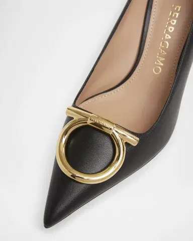 Ferragamo Lara Leather Gancini Pumps | Thumbnail 3