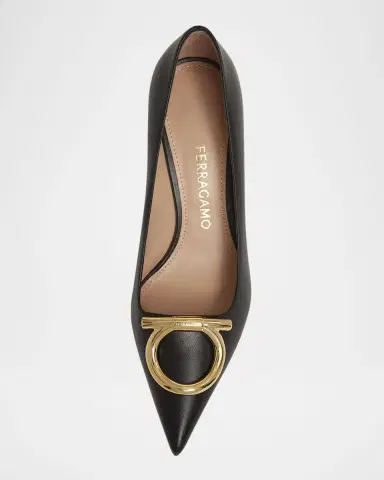 Ferragamo Lara Leather Gancini Pumps | Thumbnail 4