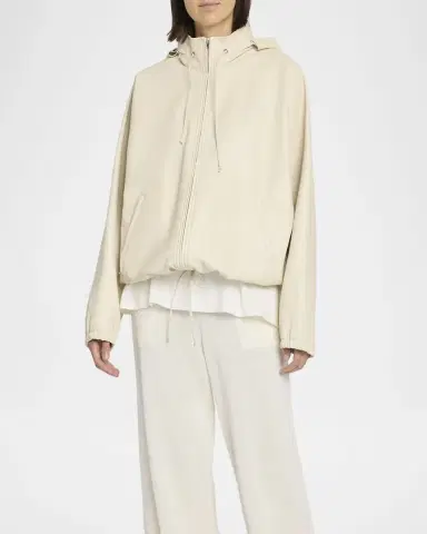 The Row Jilly Leather Zip Hooded Jacket | Thumbnail 3 The Row Jilly Leather Zip Hooded Jacket | Thumbnail 3