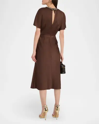 Aidan Mattox Crystal-Embellished Crepe Back Satin Midi Dress | Thumbnail 2 Aidan Mattox Crystal-Embellished Crepe Back Satin Midi Dress | Thumbnail 2
