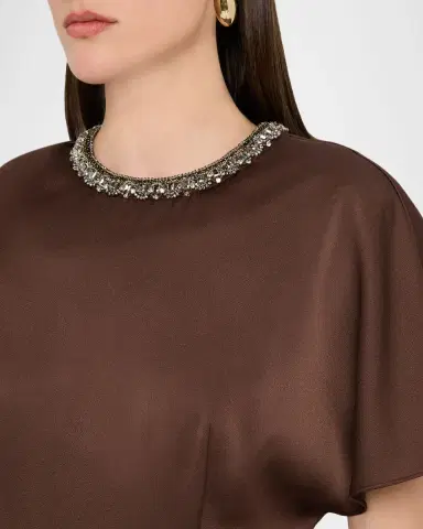 Aidan Mattox Crystal-Embellished Crepe Back Satin Midi Dress | Thumbnail 4 Aidan Mattox Crystal-Embellished Crepe Back Satin Midi Dress | Thumbnail 4
