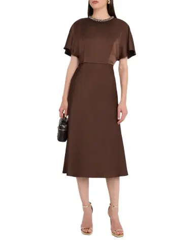 Aidan Mattox Crystal-Embellished Crepe Back Satin Midi Dress | Thumbnail 1 Aidan Mattox Crystal-Embellished Crepe Back Satin Midi Dress | Thumbnail 1