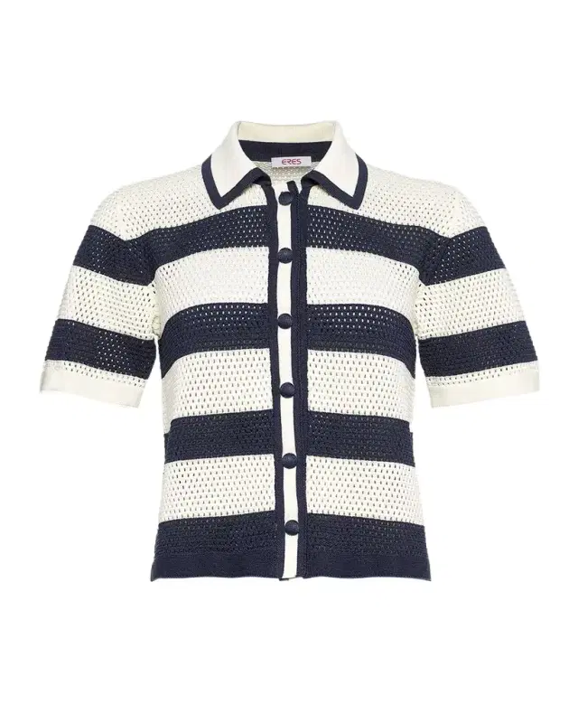 Eres Mouette Striped Openwork Knit Top