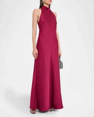 Aidan Mattox Cowl-Neck Crepe Back Satin Gown | Thumbnail 2 Aidan Mattox Cowl-Neck Crepe Back Satin Gown | Thumbnail 2