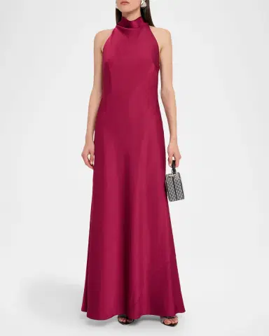 Aidan Mattox Cowl-Neck Crepe Back Satin Gown | Thumbnail 4 Aidan Mattox Cowl-Neck Crepe Back Satin Gown | Thumbnail 4
