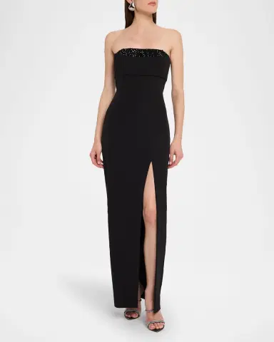Aidan Mattox Strapless Crystal-Embellished Column Gown | Thumbnail 3