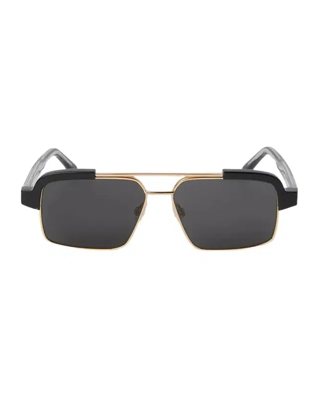 Men's Panorama Acetate and Metal Rectangle Sunglasses