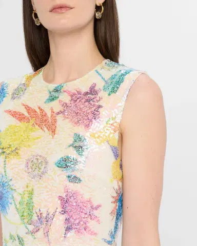 E.Stott Olive Sleeveless Floral Sequin Midi Dress | Thumbnail 5