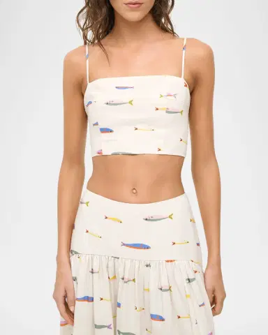 Staud Sardine Federico Linen Crop Top | Thumbnail 3 Staud Sardine Federico Linen Crop Top | Thumbnail 3