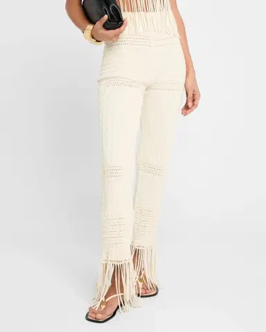 Nanushka Miciel Woven Fringe Seersucker Pants | Thumbnail 4