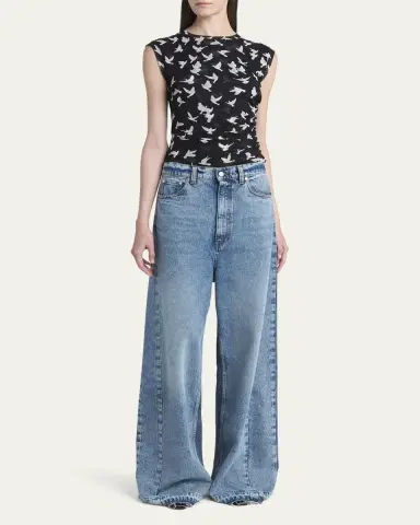 Stella McCartney Two Tonal Paneled Wide Leg Jeans | Thumbnail 6