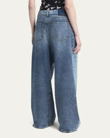 Stella McCartney Two Tonal Paneled Wide Leg Jeans | Thumbnail 7