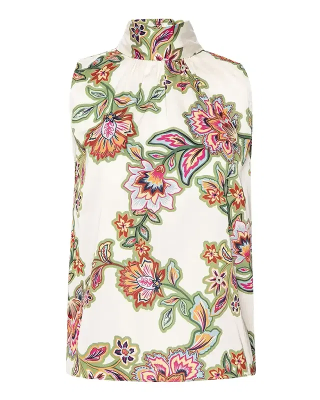 Luka Floral Satin High-Neck Top