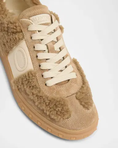 Valentino Garavani Upvillage Suede & Wool Low-Top Sneakers | Thumbnail 3