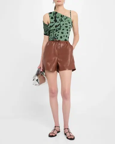 Nanushka Milda Cheetah-Print Fitted Asymmetric Top | Thumbnail 2