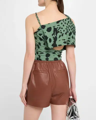 Nanushka Milda Cheetah-Print Fitted Asymmetric Top | Thumbnail 3
