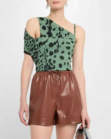 Nanushka Milda Cheetah-Print Fitted Asymmetric Top | Thumbnail 4